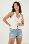 Fitilli Fitted Fit Halter Yaka Sırt Dekolteli Kadın Yelek 5866515 EKRU