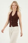 Fitilli Fitted Fit Halter Yaka Sırt Dekolteli Kadın Yelek 5866515 KAHVE