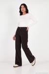 Fitilli Kadife Dokulu Bol Paça Wide Leg Kadın Pantolon 668YP5682 Acı Kahve