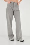 Fitilli Kadife Dokulu Bol Paça Wide Leg Kadın Pantolon 668YP5682 FÜME