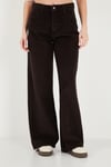 Fitilli Kadife Dokulu Bol Paça Wide Leg Kadın Pantolon 668YP5682 Acı Kahve