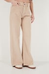Fitilli Kadife Dokulu Bol Paça Wide Leg Kadın Pantolon 668YP5682 KOYU TAŞ
