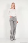 Fitilli Kadife Dokulu Bol Paça Wide Leg Kadın Pantolon 668YP5682 FÜME