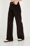 Fitilli Kadife Dokulu Bol Paça Wide Leg Kadın Pantolon 668YP5682 Acı Kahve