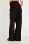 Fitilli Kadife Dokulu Bol Paça Wide Leg Kadın Pantolon 668YP5682 Acı Kahve
