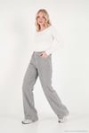 Fitilli Kadife Dokulu Bol Paça Wide Leg Kadın Pantolon 668YP5682 FÜME