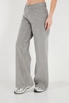 Fitilli Kadife Dokulu Bol Paça Wide Leg Kadın Pantolon 668YP5682 FÜME