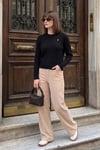 Fitilli Kadife Dokulu Bol Paça Wide Leg Kadın Pantolon 668YP5682 KOYU TAŞ