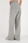 Fitilli Kadife Dokulu Bol Paça Wide Leg Kadın Pantolon 668YP5682 FÜME