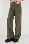 Fitilli Kadife Dokulu Bol Paça Wide Leg Kadın Pantolon 668YP5682 HAKİ