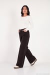 Fitilli Kadife Dokulu Bol Paça Wide Leg Kadın Pantolon 668YP5682 Acı Kahve