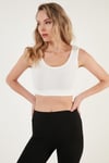 Fitilli Örme Dar Kesim Sporcu Super Crop Kadın Atlet 5865555 BEYAZ