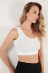 Fitilli Örme Dar Kesim Sporcu Super Crop Kadın Atlet 5865555 BEYAZ