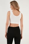 Fitilli Örme Dar Kesim Sporcu Super Crop Kadın Atlet 5865555 BEYAZ