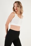 Fitilli Örme Dar Kesim Sporcu Super Crop Kadın Atlet 5865555 BEYAZ