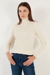 Fitilli Regular Fit Balıkçı Yaka Soft Akrilik Kadın Kazak 4614102 KREM