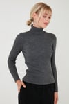 Fitilli Regular Fit Balıkçı Yaka Soft Akrilik Kadın Kazak 4614102 Kar Gri