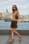 Fitilli Regular Fit Balıkçı Yaka Soft Akrilik Kadın Kazak 4614102 CAMEL