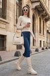 Fitilli Regular Fit Balıkçı Yaka Soft Akrilik Kadın Kazak 4614102 KREM