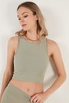 Fitilli Super Crop Örme Kadın Atlet 5865554 Olive