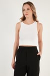 Fitilli Super Crop Örme Kadın Atlet 5865554 BEYAZ