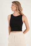 Fitilli Super Crop Örme Kadın Atlet 5865554 SİYAH