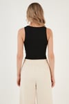 Fitilli Super Crop Örme Kadın Atlet 5865554 SİYAH