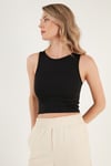 Fitilli Super Crop Örme Kadın Atlet 5865554 SİYAH