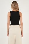 Fitilli Super Crop Örme Kadın Atlet 5865554 SİYAH