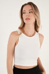 Fitilli Super Crop Örme Kadın Atlet 5865554 BEYAZ