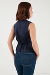 Fitted Fit Bisiklet Yaka Düğmeli Yumuşak Dokulu Kadın Yelek 5866435 LACİVERT