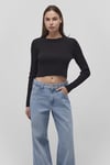 Fitted Fit Bisiklet Yaka Fitilli Crop Kadın Kazak 1710518-900 SİYAH