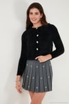 Fitted Fit Bisiklet Yaka Yumuşak Dokulu Crop Kadın Hırka 4615559 SİYAH