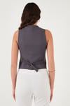 Fitted Fit Düğmeli V Yaka Düğmeli Kadın Yelek 6696796 FÜME