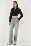 Fitted Fit Pamuklu Korse Detaylı Uzun Kollu Crop Kadın Gömlek 611GO00376 SİYAH