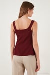 Fitted Fit V Yaka Düğmeli Kadın Yelek 611FYL145 BORDO