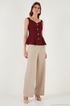 Fitted Fit V Yaka Düğmeli Kadın Yelek 611FYL145 BORDO