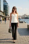Fitted Fit V Yaka Düğmeli Kadın Yelek 611FYL145 EKRU