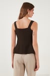 Fitted Fit V Yaka Düğmeli Kadın Yelek 611FYL145 KAHVE