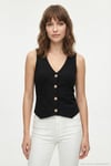 Fittili Regular Fit V Yaka Düğmeli Kadın Yelek 5866559 SİYAH