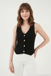 Fittili Regular Fit V Yaka Düğmeli Kadın Yelek 5866559 SİYAH