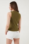 Fittili Regular Fit V Yaka Düğmeli Kadın Yelek 5866559 YAĞ YEŞİLİ