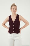 Fittili Regular Fit V Yaka Düğmeli Kadın Yelek 5866559 MÜRDÜM