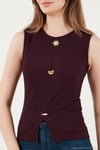 Fittted Fit Bisiklet Yaka Aksesuar Detaylı Kadın Bluz 5866475 MÜRDÜM