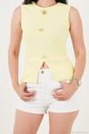 Fittted Fit Bisiklet Yaka Aksesuar Detaylı Kadın Bluz 5866475 SARI