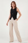 Fittted Fit Bisiklet Yaka Aksesuar Detaylı Kadın Bluz 5866475 SİYAH