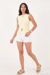 Fittted Fit Bisiklet Yaka Aksesuar Detaylı Kadın Bluz 5866475 SARI