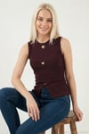 Fittted Fit Bisiklet Yaka Aksesuar Detaylı Kadın Bluz 5866475 MÜRDÜM