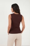 Fittted Fit Bisiklet Yaka Aksesuar Detaylı Kadın Bluz 5866475 KAHVE