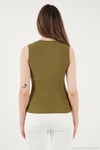 Fittted Fit Bisiklet Yaka Aksesuar Detaylı Kadın Bluz 5866475 YAĞ YEŞİLİ